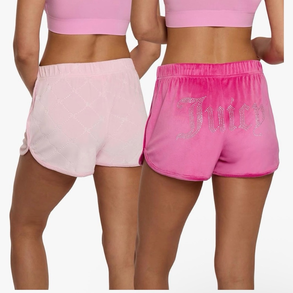 Juicy Couture women's 2-pack sleep Y2K Pink Rhinestone Velour Shorts NWOT